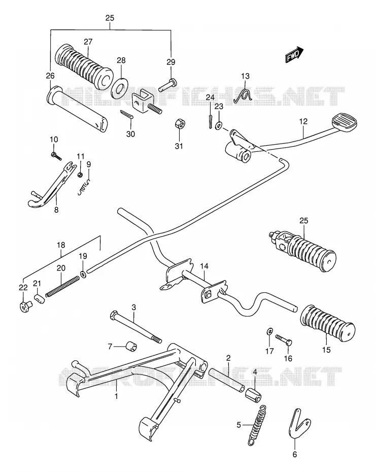 BEQUILLE - PEDALE DE FREIN ARRIERE Suzuki MOTO 120 BX 1995  BX120S(P97)