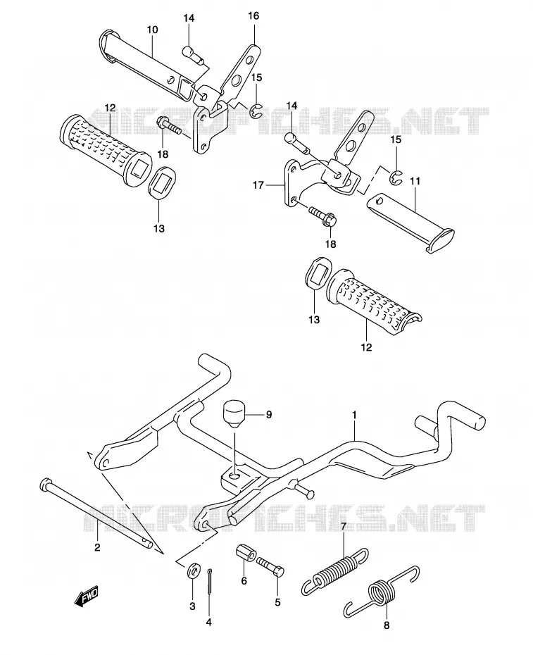 BEQUILLE (MODELE K1/ K2) Suzuki SCOOTER 50 KATANA 2003  AY50WSK3(P19)
