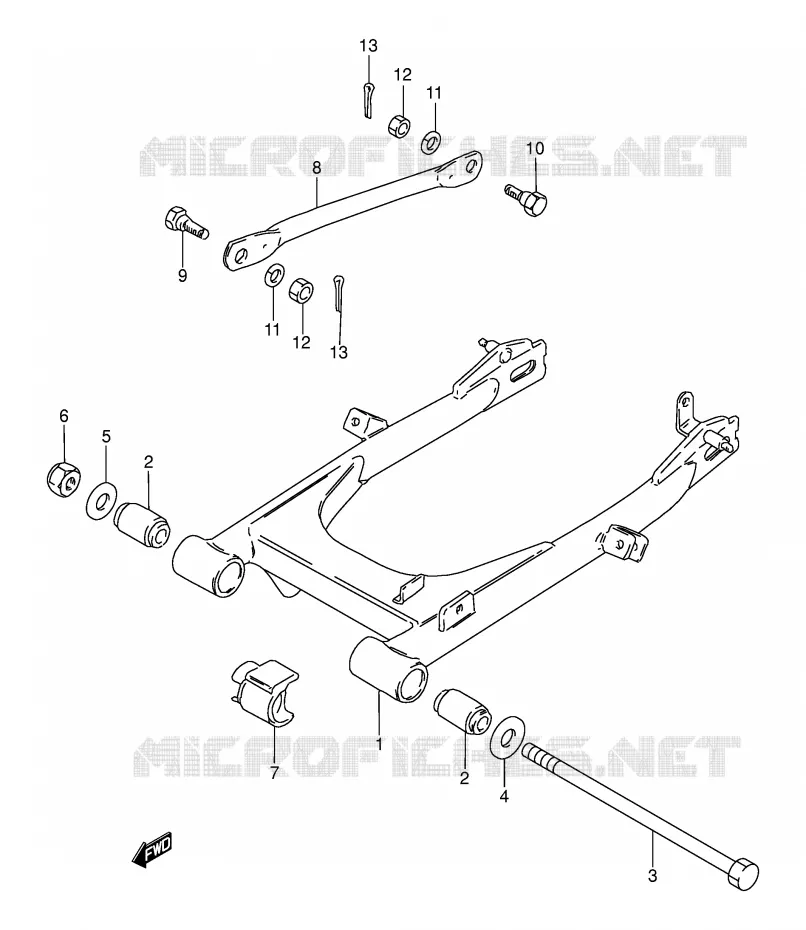 BRAS OSCILLANT ARRIERE (E94,P9,P48) Suzuki MOTO 100 AP 1996  AX100T(E94)