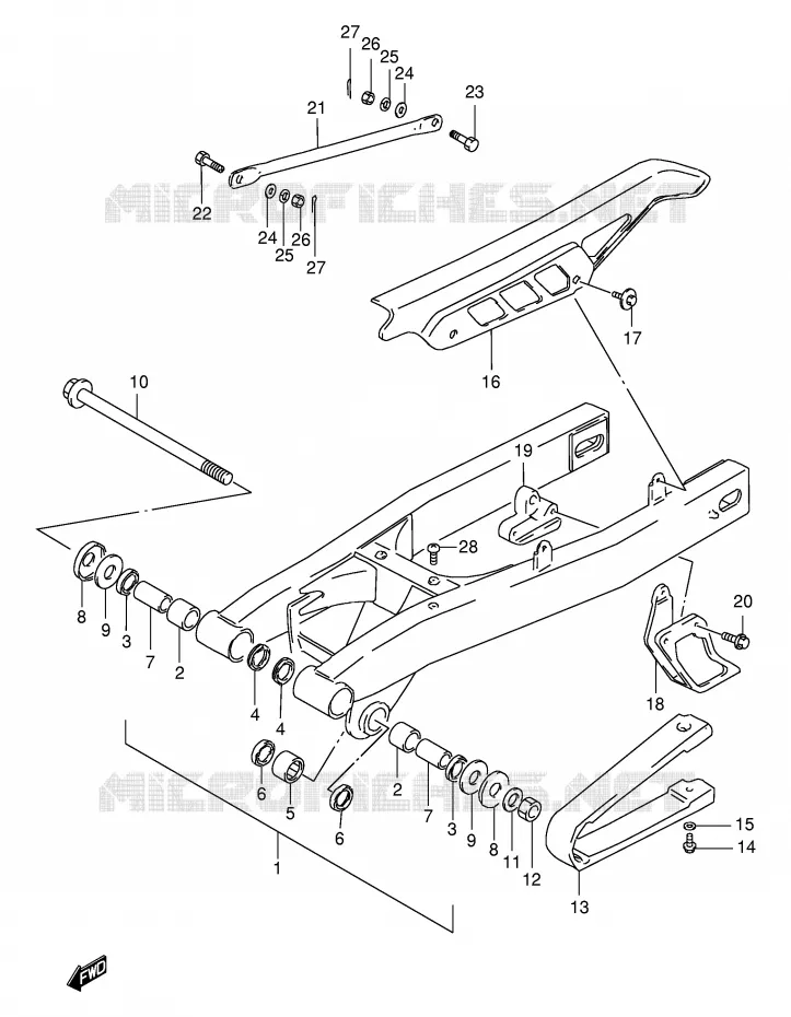 BRAS OSCILLANT ARRIERE Suzuki MOTO 125 DF 1999  DF125EX(E4)