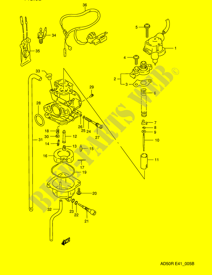 CARBURATEUR (MODELE L E41/MODELE K E6 E.NO.211605~) pour Suzuki AD 50 1989