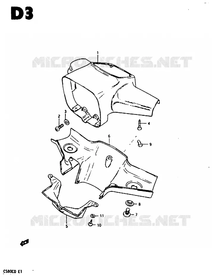 CARENAGE DE GUIDON (E2, E17, E22) Suzuki SCOOTER 80 CS 1983  CS80CD