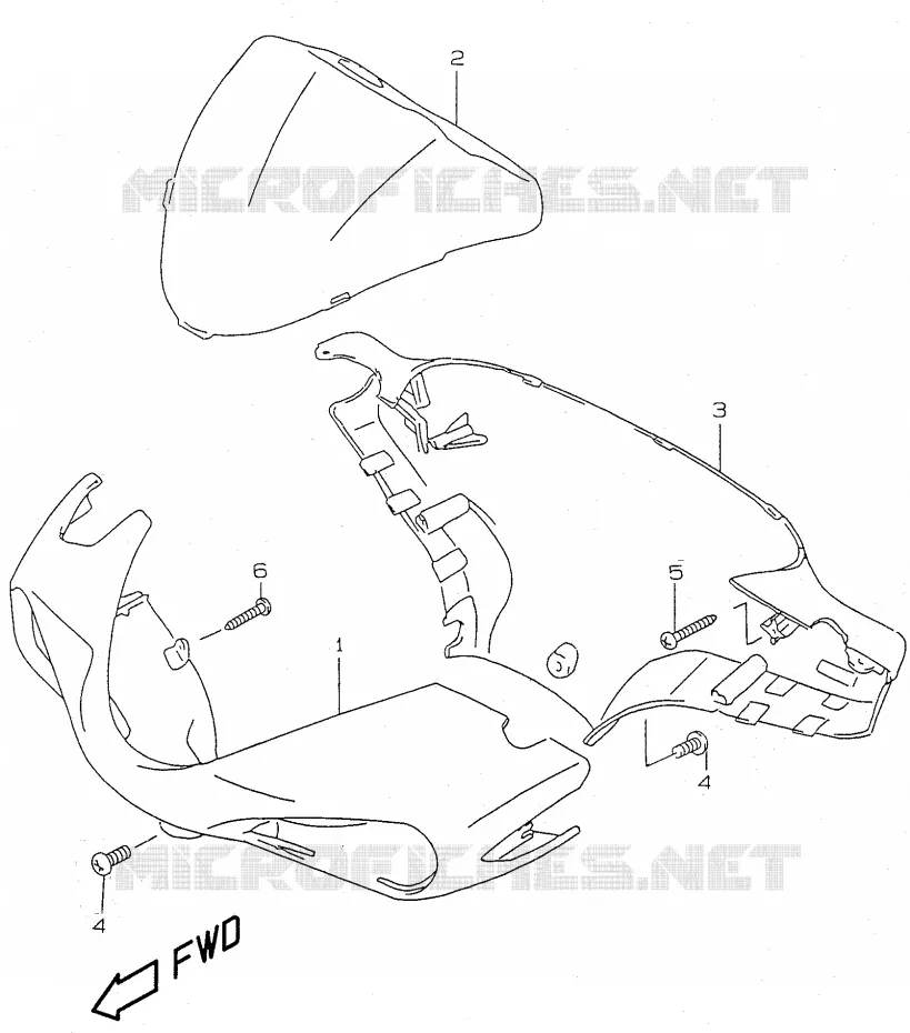 CARENAGE DE GUIDON (model AY50 K1) Suzuki SCOOTER 50 KATANA 2000  AY50WRY(V/W/X/Y)