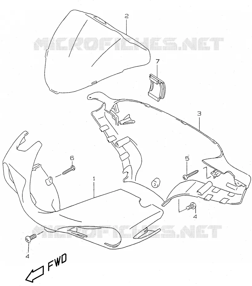 CARENAGE DE GUIDON (model AY50W/WR X) Suzuki SCOOTER 50 KATANA 1998  AY50WW(V/W/X/Y)