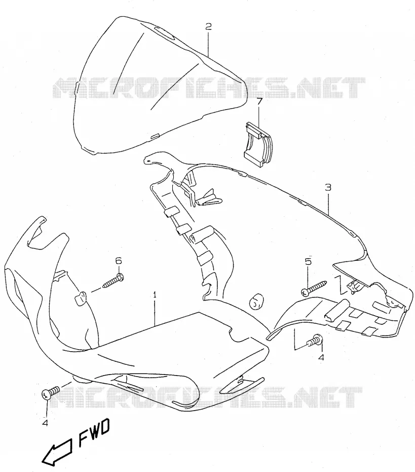 CARENAGE DE GUIDON (model AY50W/WR Y) Suzuki SCOOTER 50 KATANA 1998  AY50W(V/W/X/Y)