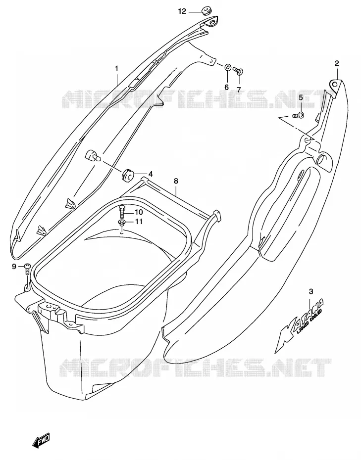CARENAGES ARRIERE  (MODELE K2) Suzuki SCOOTER 50 KATANA 2001  AY50WRK1(P19)