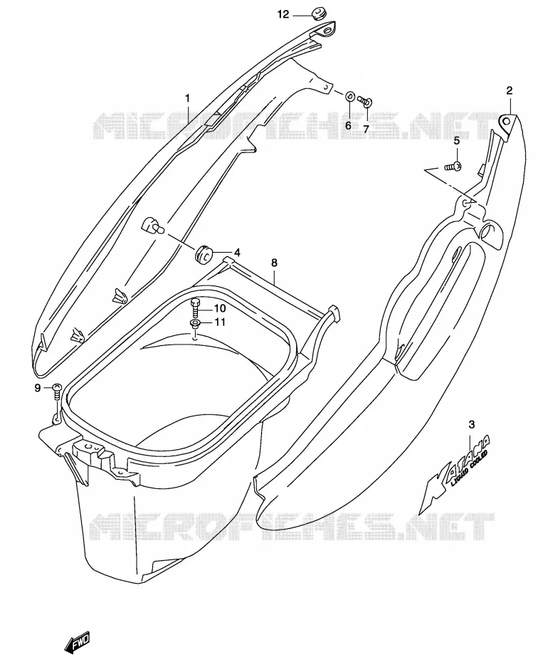CARENAGES ARRIERE  (MODELE K3) Suzuki SCOOTER 50 KATANA 2003  AY50WK3(P19)