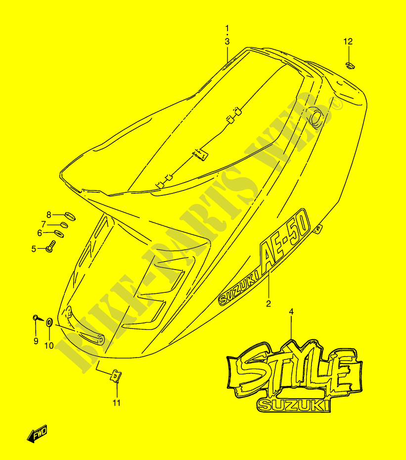 CARENAGES ARRIERE  (MODELE L/M) pour Suzuki AE 50 1991