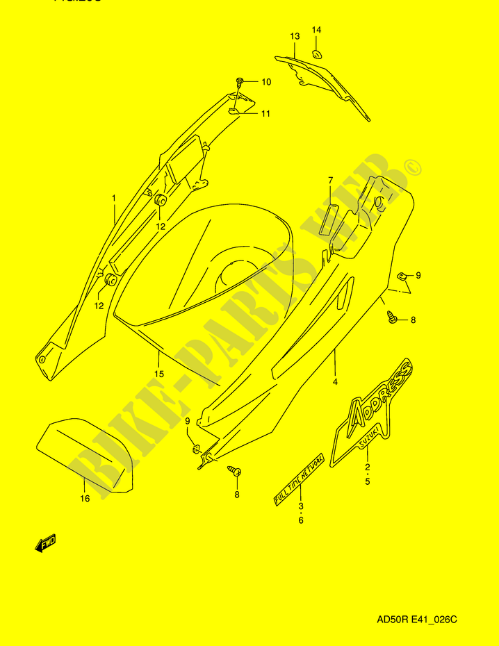 CARENAGES ARRIERE  (MODELE R E41,E94,P9) pour Suzuki AD 50 1989