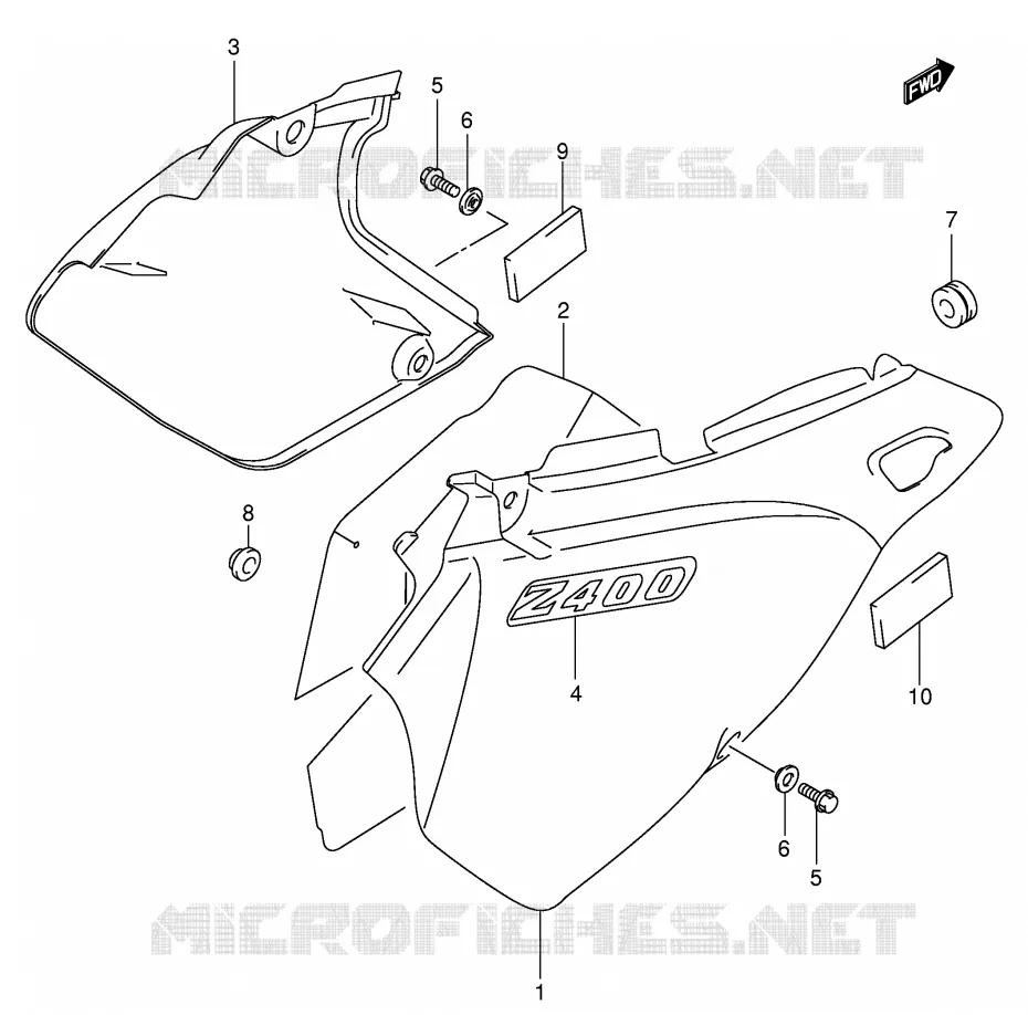 CARENAGES ARRIERE  (MODELE Y) Suzuki MOTO 400 DR-Z 2000  DR-Z400SY(E2)