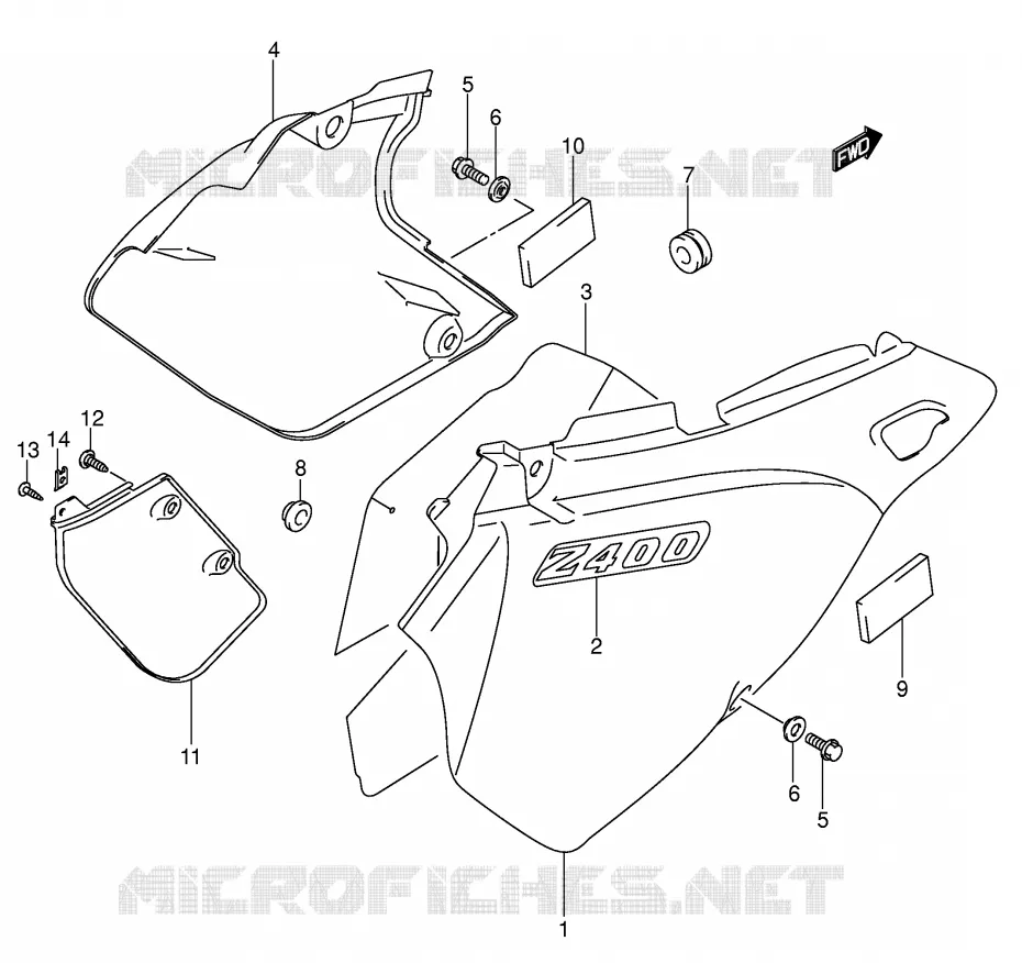 CARENAGES ARRIERE  (MODELE Y) Suzuki MOTO 400 DR-Z 2002  DR-Z400EK2(E1)