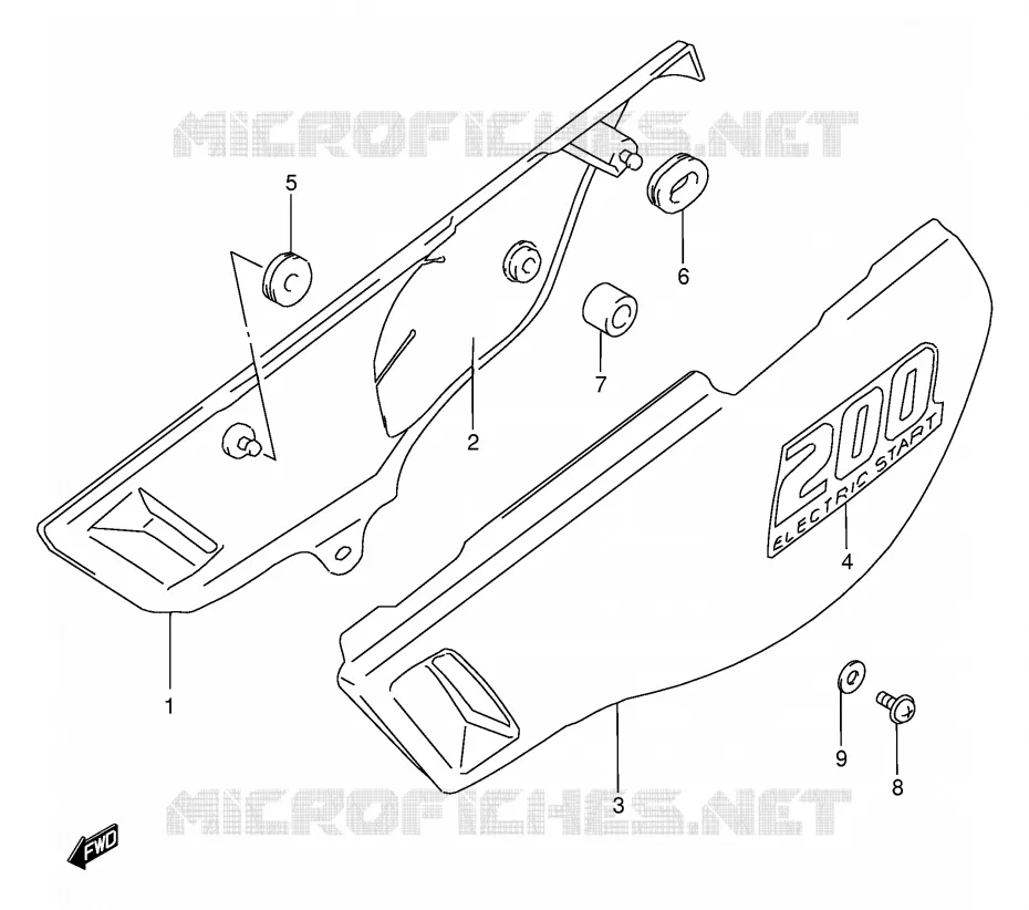 CARENAGES ARRIERE Suzuki MOTO 200 DF 1996  DF200ET(E24)