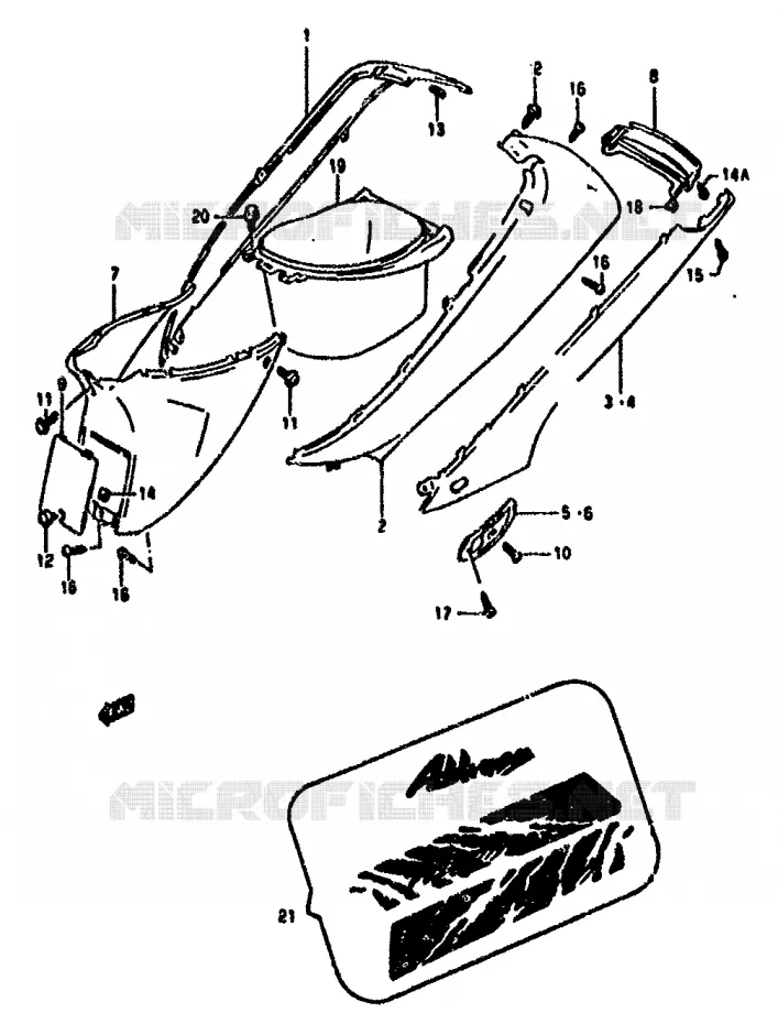 CARENAGES ARRIERE Suzuki SCOOTER 50 ADDRESS 1994  AH50R(N/R)
