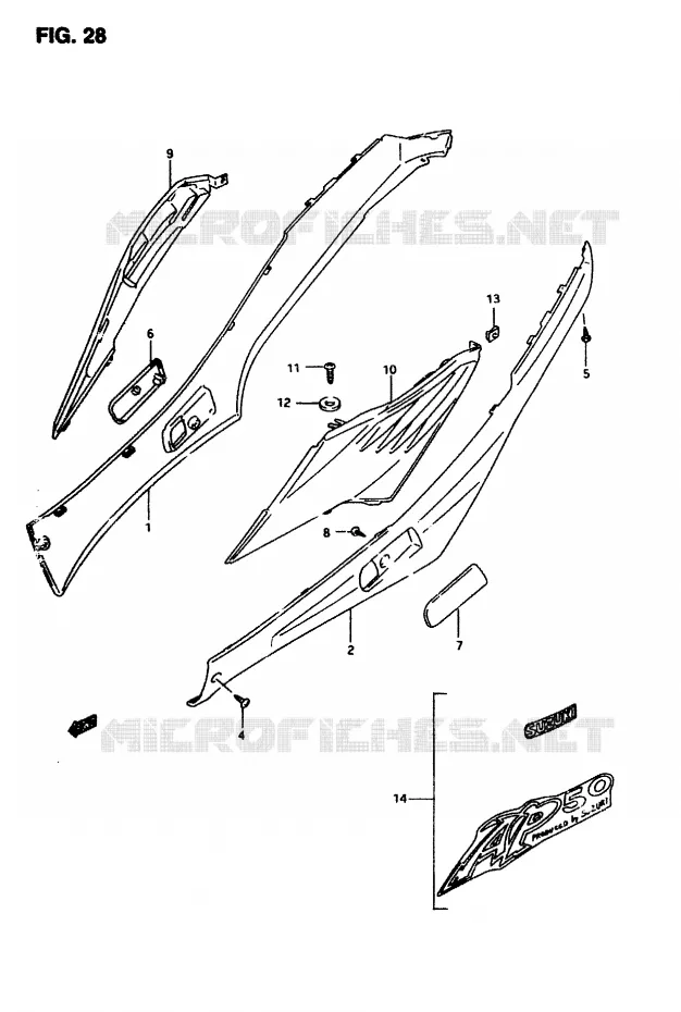 CARENAGES ARRIERE Suzuki SCOOTER 50 AP 1997  AP50V(T/7/V)