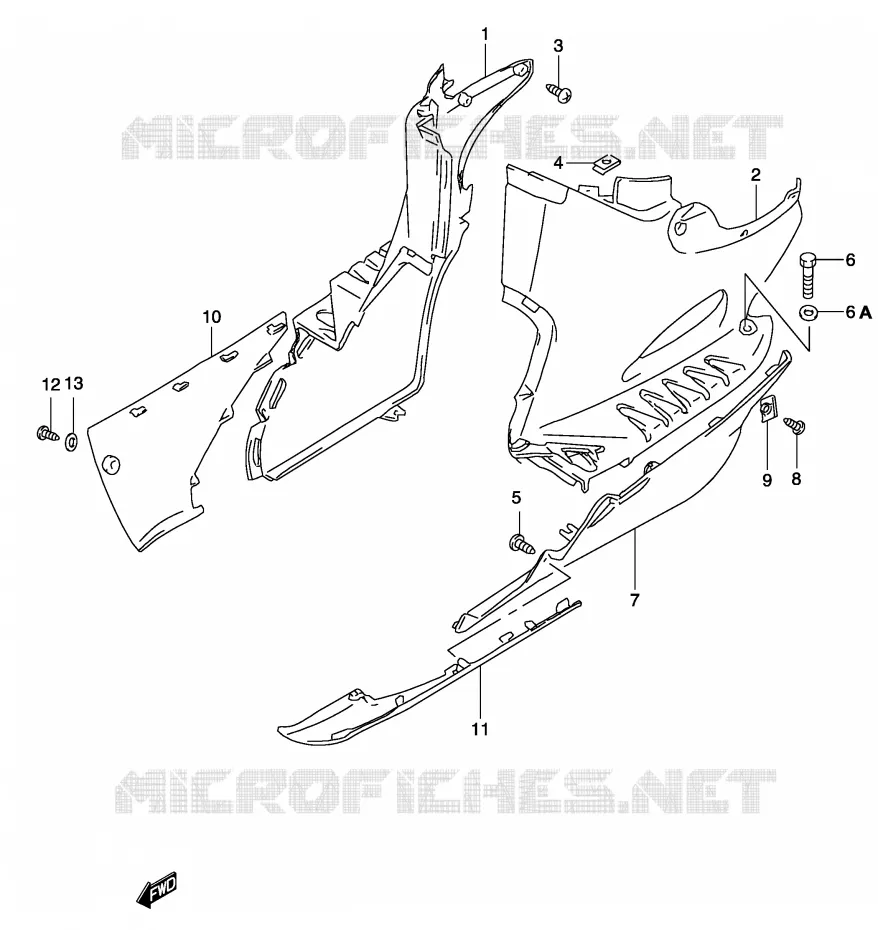 CARENAGES INFERIEUR (MODELE K1) Suzuki SCOOTER 50 KATANA 2002  AY50K2(P19)