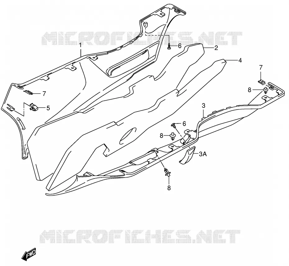 CARENAGES INFERIEUR (MODELE K3/K4) Suzuki SCOOTER 650 BURGMAN 2003  AN650LK3(E2)