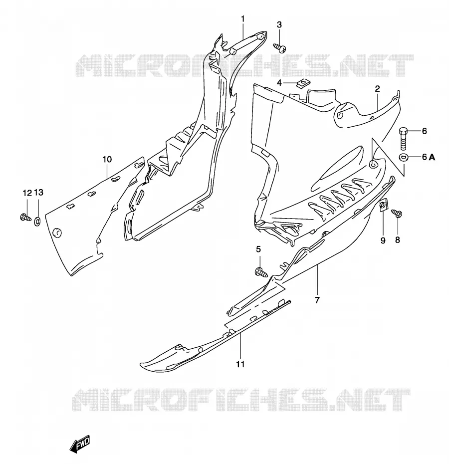CARENAGES INFERIEUR (MODELE K4) Suzuki SCOOTER 50 KATANA 2004  AY50SK4(P19)