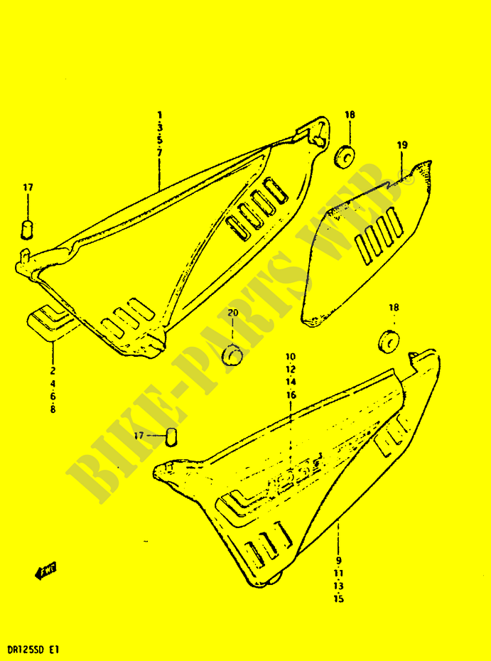 CARENAGES (MODEL Z:E2, E4, E15, E17, E18, E21, E25, E26) pour Suzuki DR 125 1982