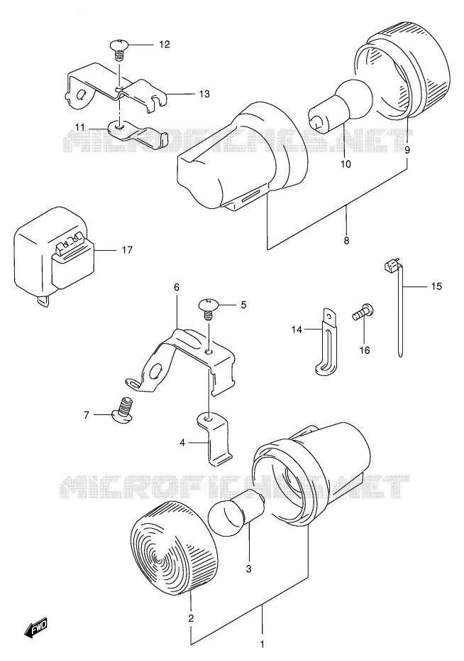 CLIGNOTANTS (MODELE W/X E6) Suzuki MOTO 200 DF 1999  DF200EX(E24)