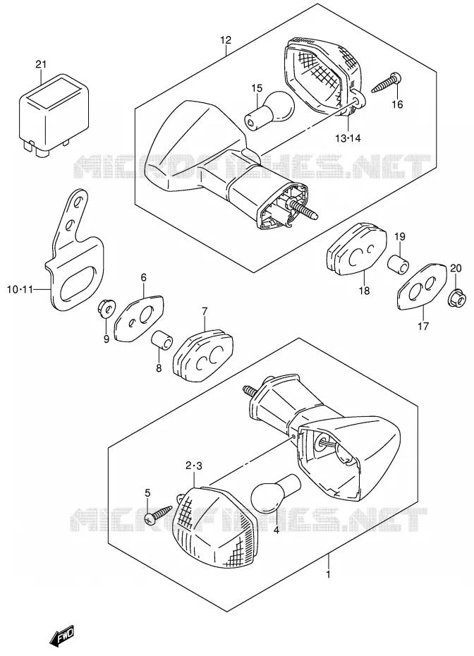 CLIGNOTANTS (MODELE Y/K1) Suzuki MOTO 400 DR-Z 2001  DR-Z400SK1(E2)