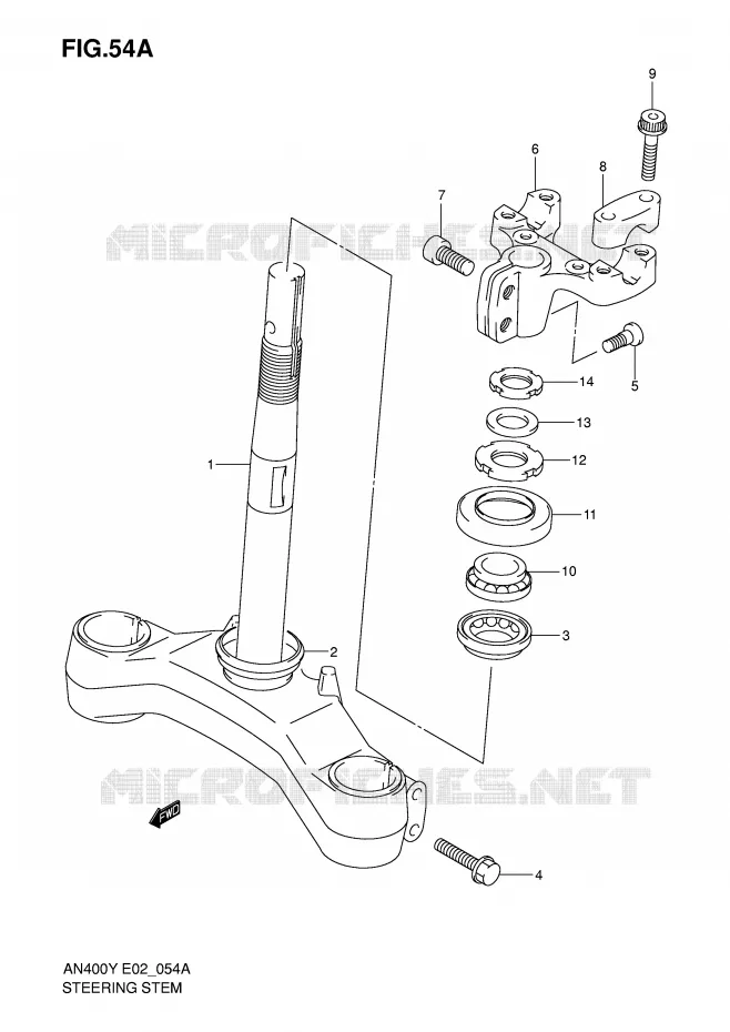 COLONNE DE DIRECTION (MODELE Y) Suzuki SCOOTER 400 BURGMAN 2000  AN400Y(E2)