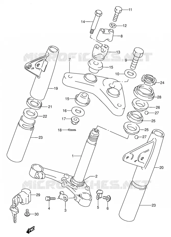COLONNE DE DIRECTION Suzuki MOTO 100 AP 1994  AX100R(E94)