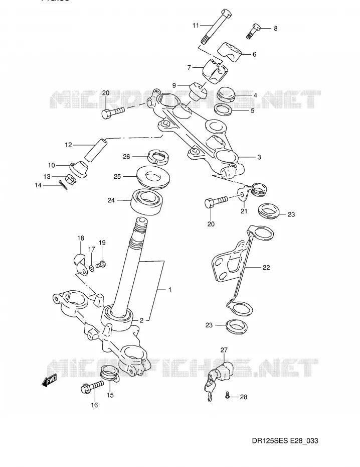 COLONNE DE DIRECTION Suzuki MOTO 125 DR 1994  DR125SER(E28)
