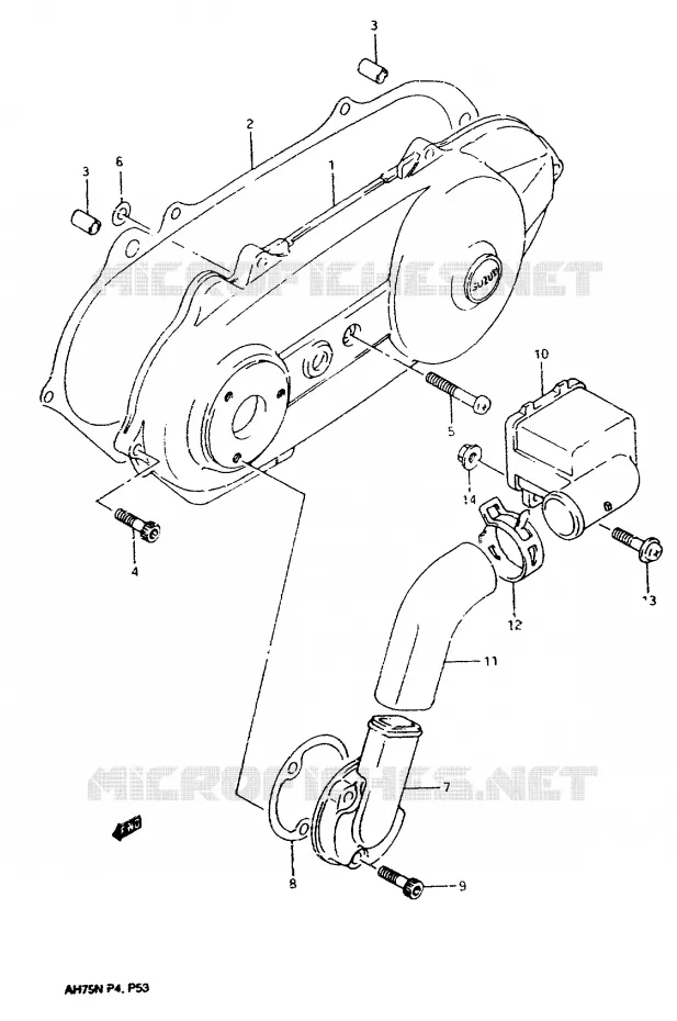 COUVERCLE DE CARTER GAUCHE Suzuki SCOOTER 75 ADDRESS 1992  AH75N