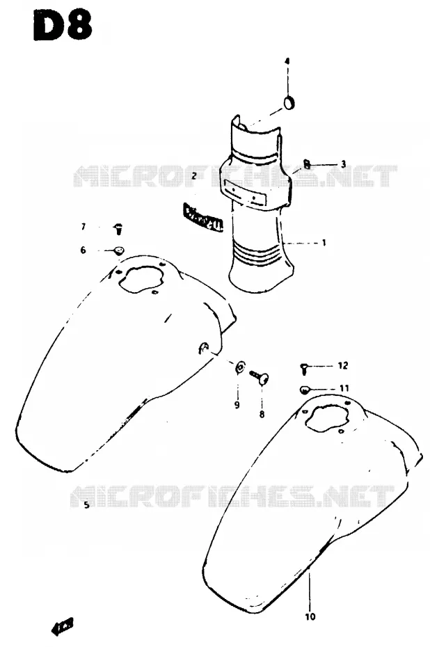 COUVERCLES DE CADRE AVANT - GARDE BOUE Suzuki SCOOTER 80 CS 1982  CS50Z(Z/D)