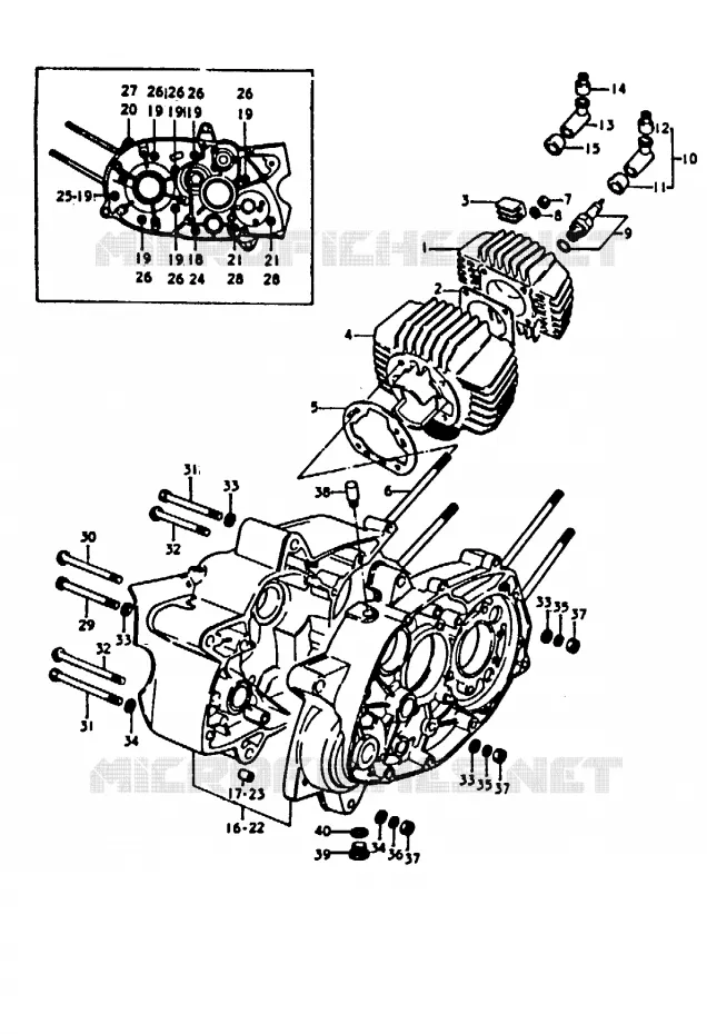 CYLINDRE - CARTER Suzuki MOTO 100 A100 1991  A100M(K/L/M/N/4)