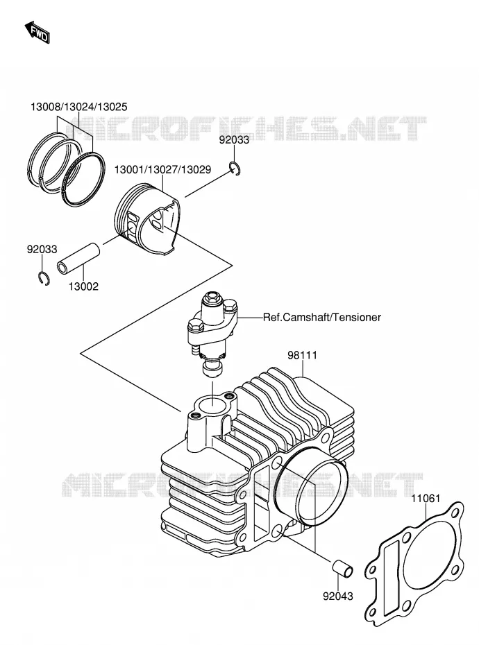 CYLINDRE - PISTON Suzuki MOTO 110 DR-Z 2003  DR-Z110K3(E24)