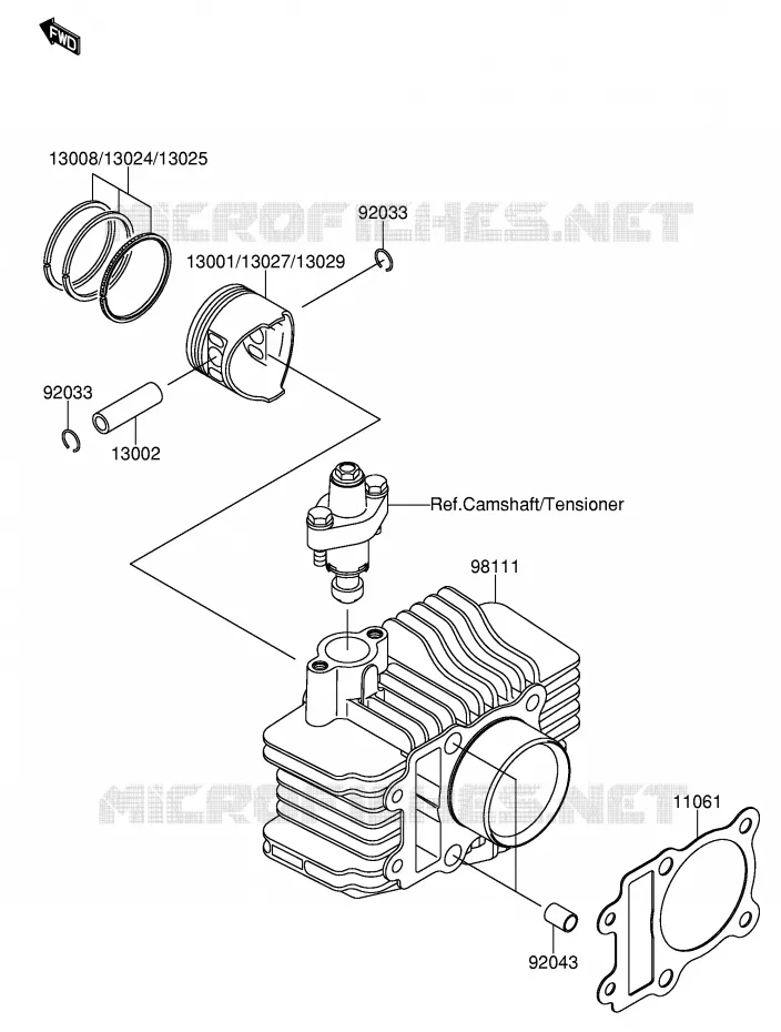 CYLINDRE - PISTON Suzuki MOTO 110 DR-Z 2004  DR-Z110K4(E21)