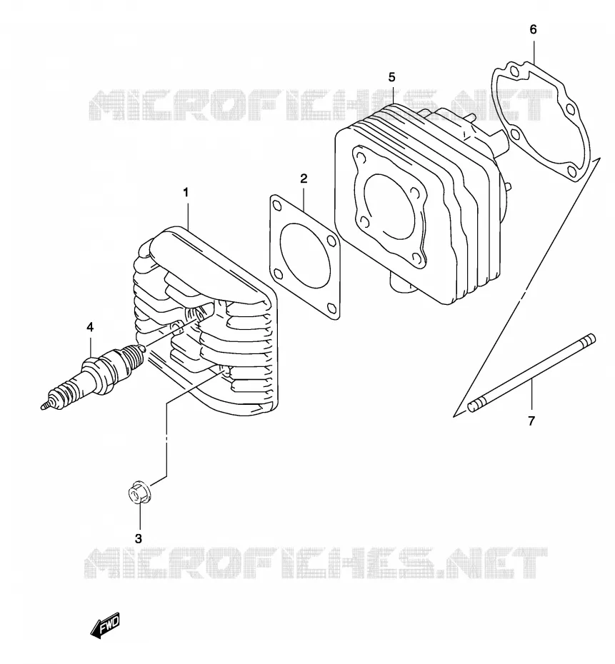 CYLINDRE (MODELE AY50 K1/K2) Suzuki SCOOTER 50 KATANA 2002  AY50K2(P19)