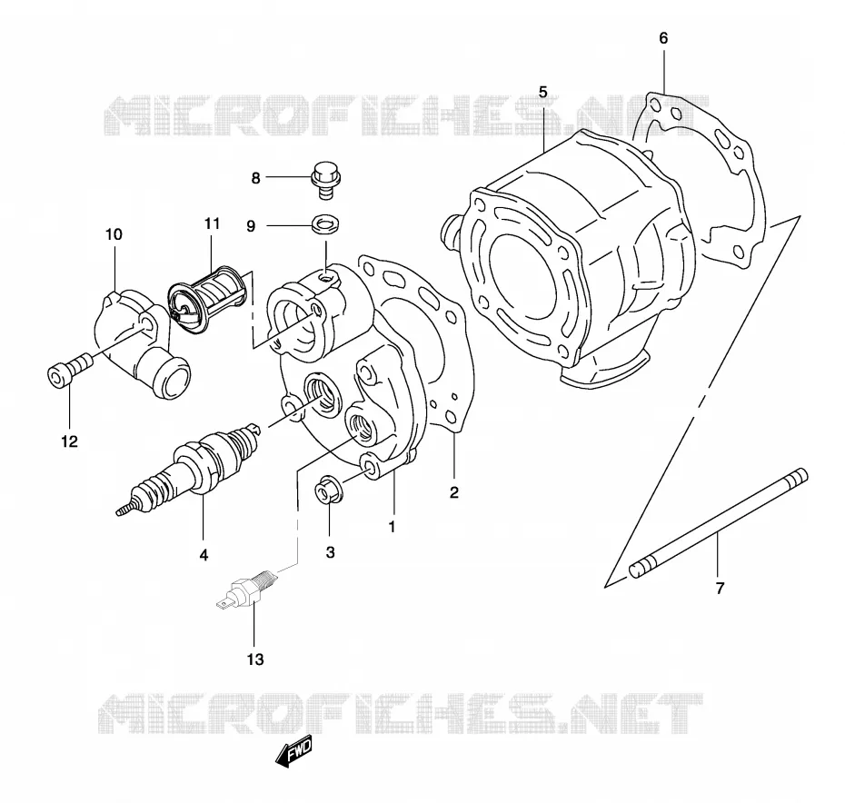 CYLINDRE (MODELE AY50W K3/K4) Suzuki SCOOTER 50 KATANA 2003  AY50WK3(P19)