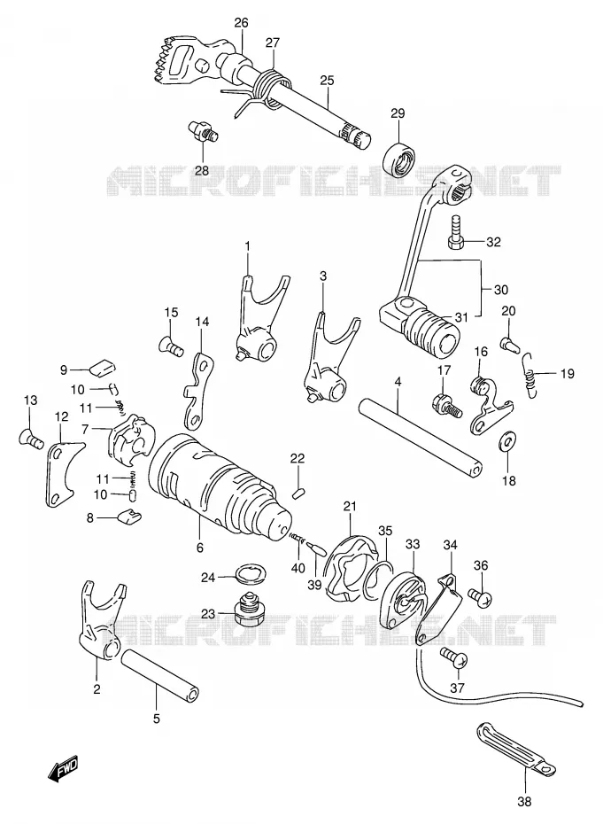ENSEMBLE DE SELECTION DE VITESSES Suzuki MOTO 200 DF 1996  DF200ET(E24)