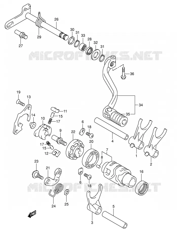 ENSEMBLE DE SELECTION DE VITESSES Suzuki MOTO 400 DR-Z 2007  DR-Z400EK7(E3/E28)
