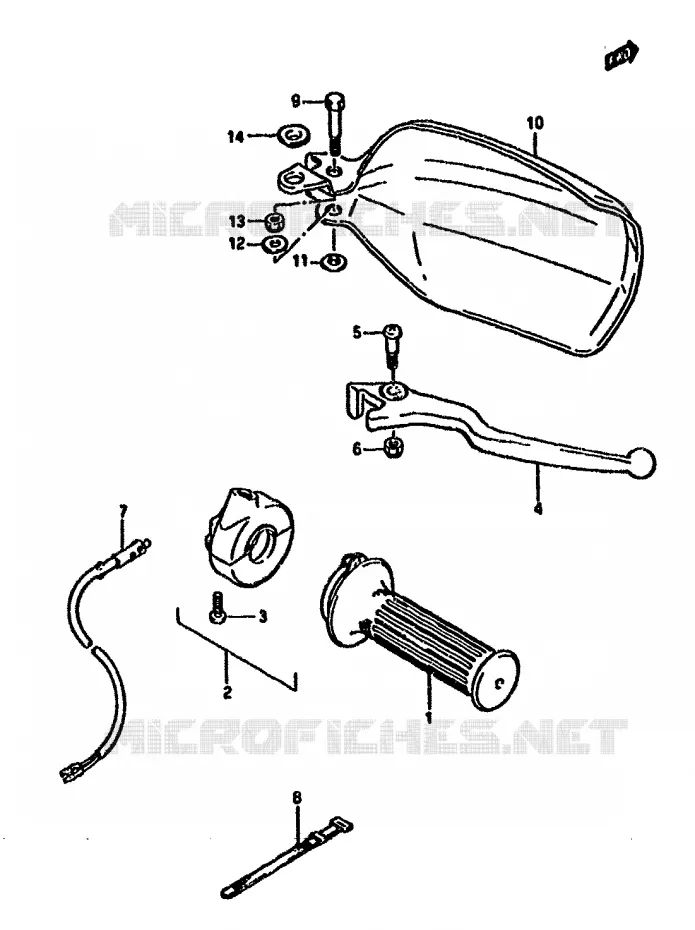 ENSEMBLE LEVIER - COMMODO DROIT Suzuki MOTO 125 DR 1988  DR125SJ(F/H/J)