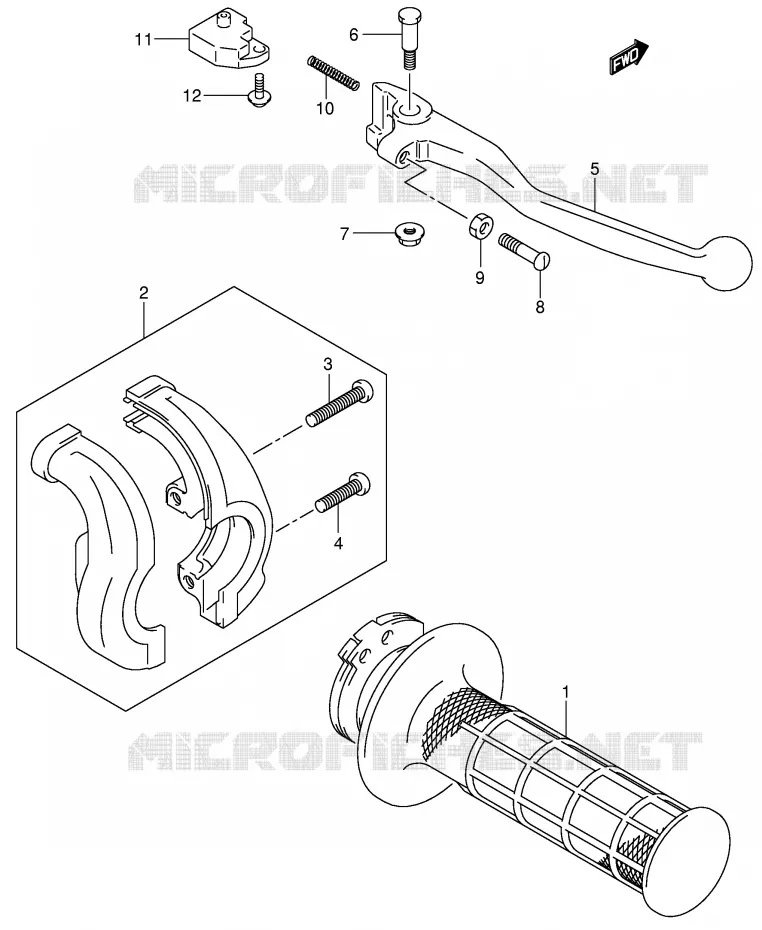 ENSEMBLE LEVIER - POIGNEE DROITE Suzuki MOTO 400 DR-Z 2002  DR-Z400SK2(E3/E28)