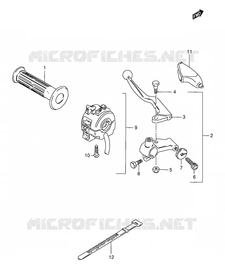 ENSEMBLE LEVIER - POIGNEE GAUCHE Suzuki MOTO 115 AP 1999  AX115X(E71)