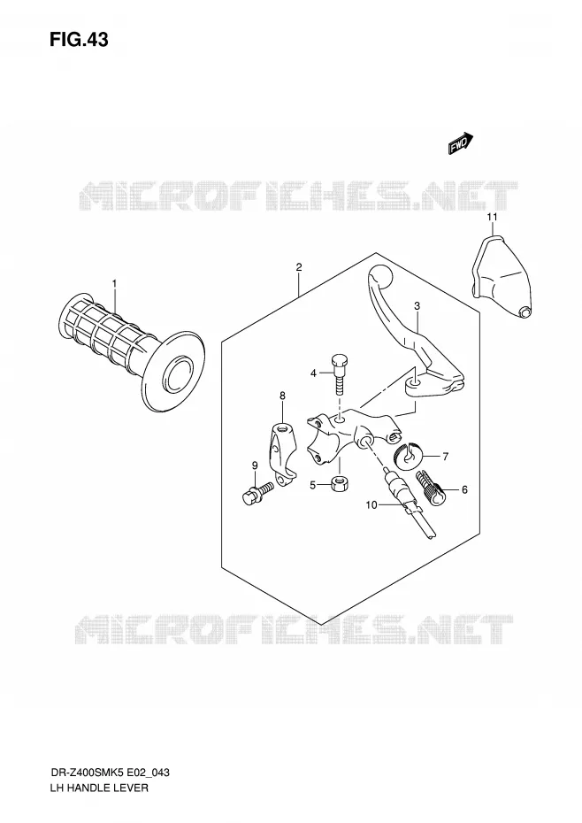 ENSEMBLE LEVIER - POIGNEE GAUCHE Suzuki MOTO 400 DR-Z 2007  DR-Z400SMK7(E2)
