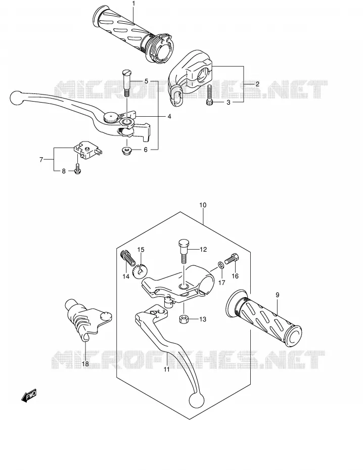 ENSEMBLE LEVIERS - POIGNEES Suzuki MOTO 650 V-STROM 2005  DL650K5(E2)