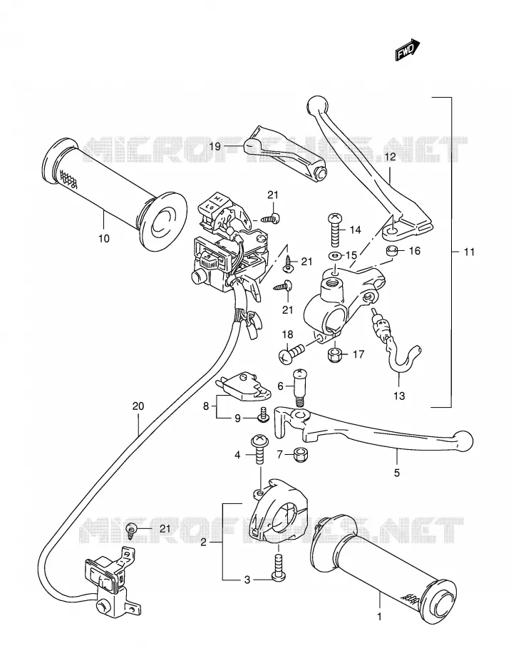 ENSEMBLE LEVIERS - POIGNEES Suzuki SCOOTER 150 BURGMAN 1998  AN150W(E34)