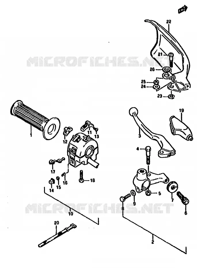 ENSEMBLE POIGNEE GAUCHE Suzuki MOTO 125 DR 1987  DR125SH(F/H/J)