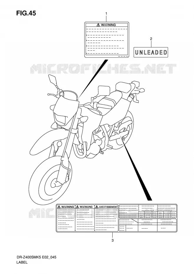 ETIQUETTE Suzuki MOTO 400 DR-Z 2009  DR-Z400SMK9(E2)