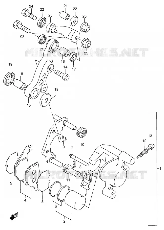 ETRIER DE FREIN AVANT (MODELE T/V/X/Y) Suzuki SCOOTER 100 ADDRESS 1999  AG100X(E71)