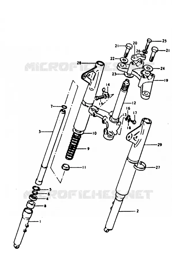 FOURCHE AVANT (A100N) Suzuki MOTO 100 A100 1991  A100M(K/L/M/N/4)