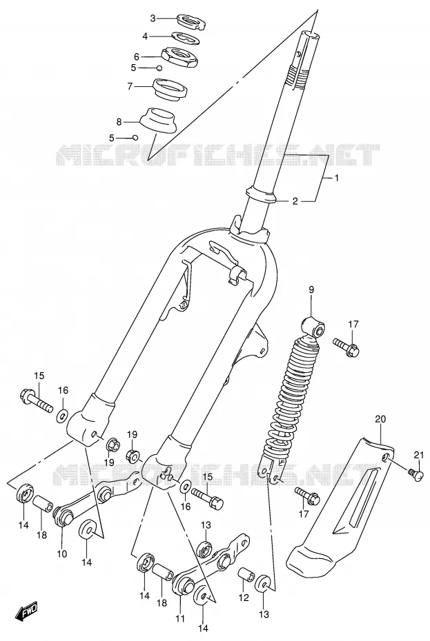 FOURCHE AVANT (MODELE V/X/Y) Suzuki SCOOTER 100 ADDRESS 1999  AG100X(E71)