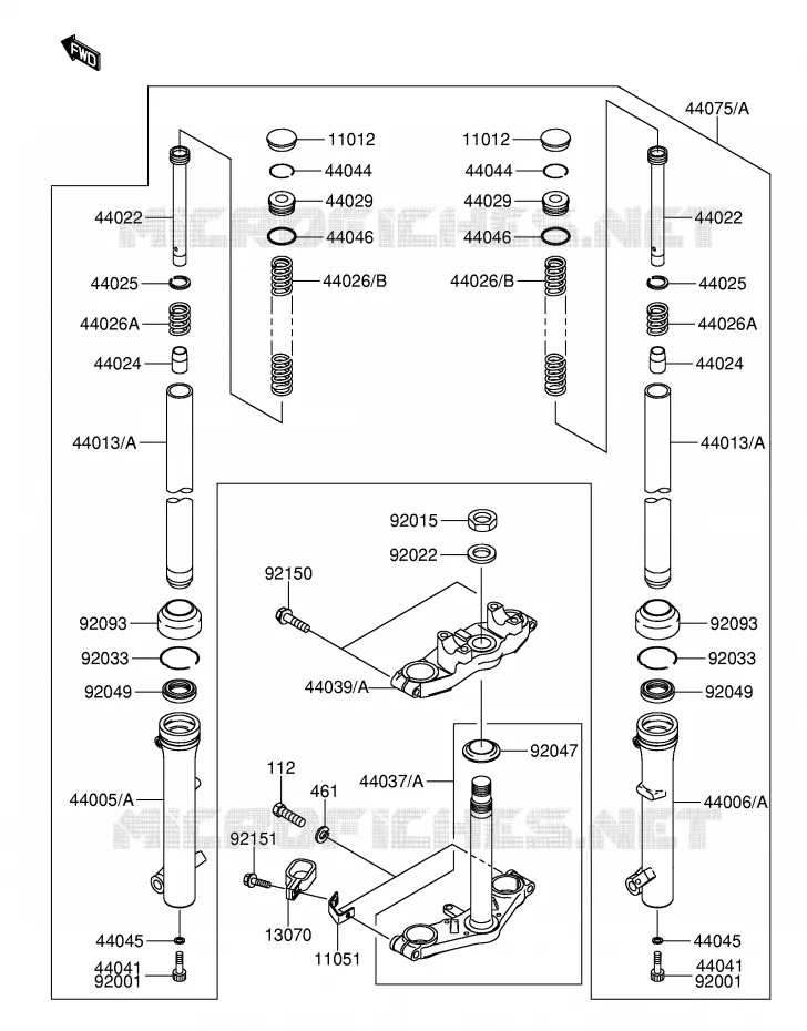 FOURCHE AVANT Suzuki MOTO 110 DR-Z 2003  DR-Z110K3(E21)