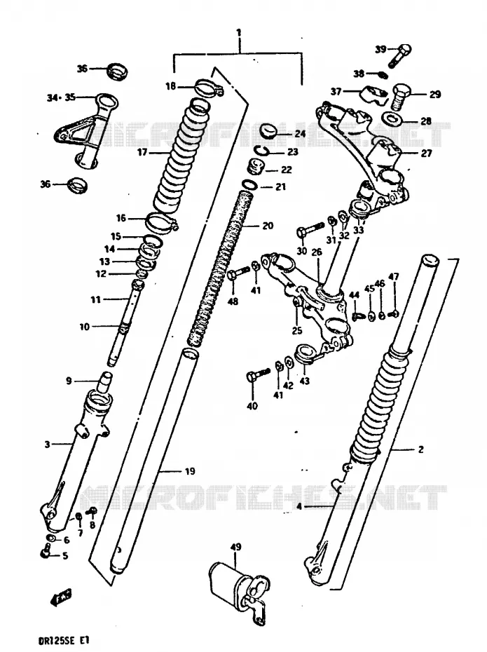 FOURCHE AVANT Suzuki MOTO 125 DR 1984  DR125SE