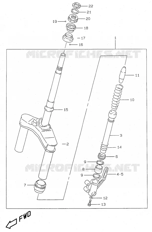 FOURCHE AVANT Suzuki SCOOTER 50 KATANA 1999  AY50X(V/W/X/Y)